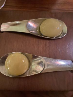 El Bulli exloding olives at Mini Bar - José Avillez in Lisbon