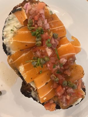 Vegan salmon and lox  at Goji Berry in Phoenix