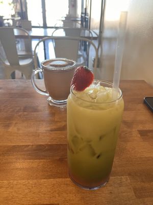 Strawberry matcha and chai tea  at Goji Berry in Phoenix