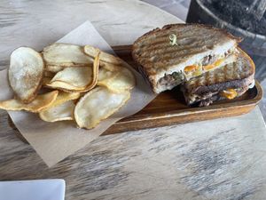 Crisps and Philly cheese steak sandwich   at Goji Berry in Phoenix