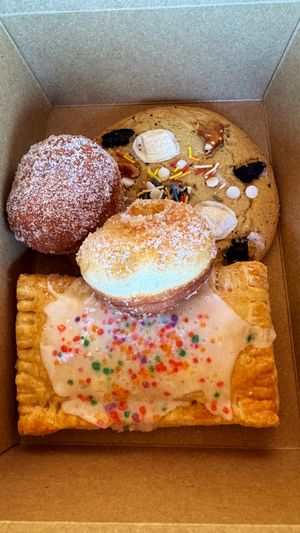 Cherry pop tart, everything but the sink cookie and churro donut hole   at Goji Berry in Phoenix