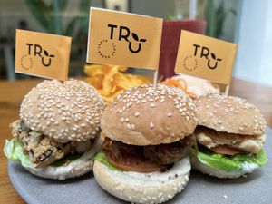 Three (meatless) sliders and Berry Blast   at TRu in Kerobokan Kelod