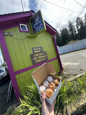 A dozen mini donuts  at Electric Cloud Coffee in Port Angeles