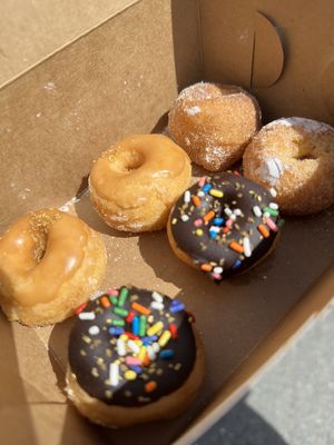 6 donuts left in a mixed box  at Electric Cloud Coffee in Port Angeles