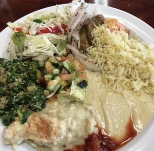 So much vegan food! Vegan happy! at Dimassi's Mediterranean Buffet in Austin