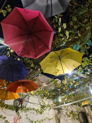 Umbrella decor at Infinity Gastrobar in Alhaurin De La Torre