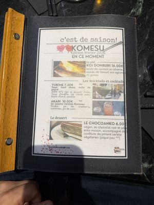 Menu  at Komesu in Angers