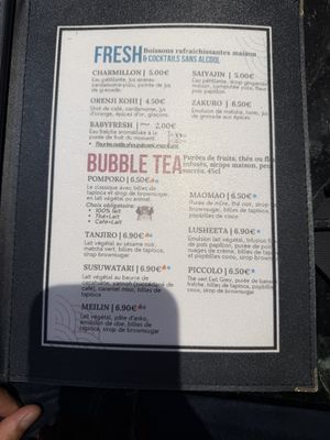 Menu  at Komesu in Angers