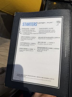 Menu  at Komesu in Angers