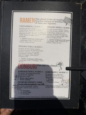 Menu  at Komesu in Angers