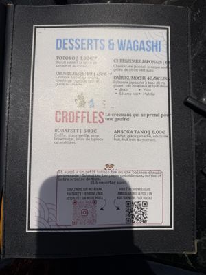 Menu  at Komesu in Angers