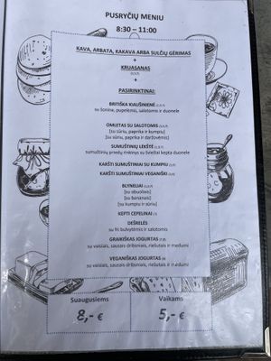 Breakfast menu  at Lagūna Restaurant-Terasa in Palanga
