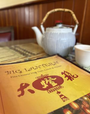 Menu and tea  at Big Lantern in San Francisco