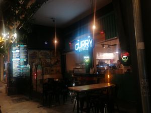 On the street at Curry Express in Athens