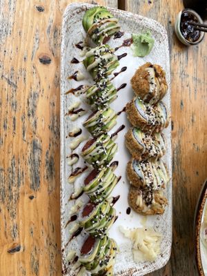 Aki roll (left) and tempura roll (right)  at Quan Xua in Leipzig