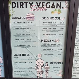 vegan menu taken 15 October 2024 at Jock's Grill House in Kirkcaldy