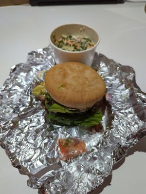 GF South of the border burger and kale slaw at Pure Vegan Cafe in Durham