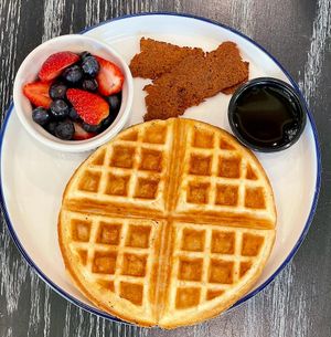 Plain Waffle with choice of side  at Pure Vegan Cafe in Durham