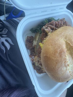 Backyard burger   at Pure Vegan Cafe in Durham