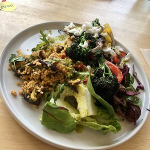 Polenta, roast veg and vegan feta   at BRAF in Caernarfon