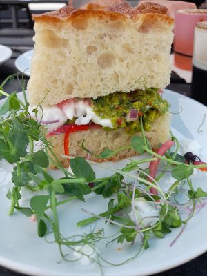 Vegan feta foccachia at BRAF in Caernarfon