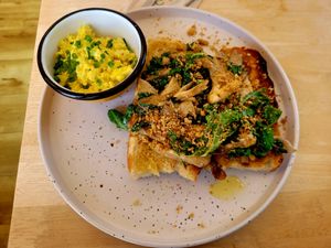 Waunfawr Mushroom Toast (VG) & Scrambled Tofu at BRAF in Caernarfon