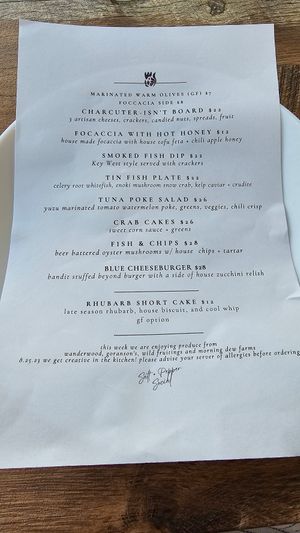 Menu of the week at Salt and Pepper Social in Newcastle
