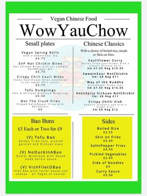 Menu 2 at WowYauChow - temporarily closed in Swinton