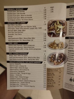 Menu at Artemidas Bistro in Artemida