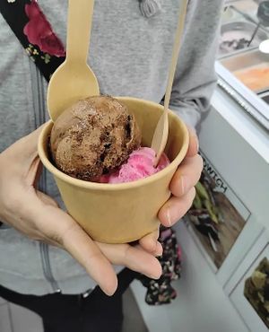 Gelato with Oreos and strawberries  at Artemidas Bistro in Artemida