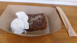 Vegan Vanilla Ice Cream with Pecan Pie at Artemidas Bistro in Artemida