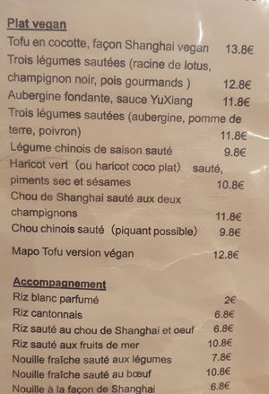 Vegan Section at Shanghai Kitchen in Marseille