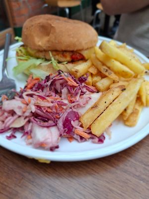 Vegan burger at Station South in Manchester