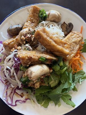 Tofu and Mushroom noodle salad bowl $19 #Veganuary at Tu Vietnamese Street Food in Myrtleford