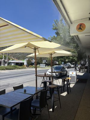 Water misters near the outdoor seating  #Veganuary at Tu Vietnamese Street Food in Myrtleford