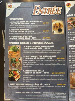 Menu  at Tu Vietnamese Street Food in Myrtleford