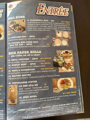 Menu  at Tu Vietnamese Street Food in Myrtleford