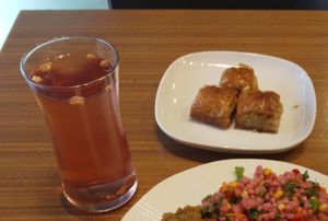 Homemade kombucha and vegan baklava that i then order more to go. at Wegain in Istanbul