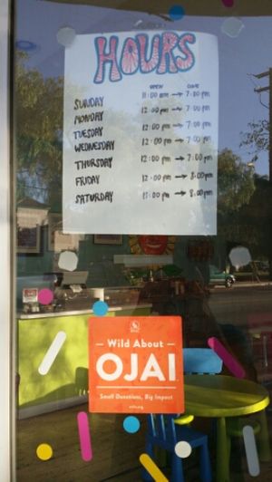 Hours plus a peek inside the window at Bliss in Ojai