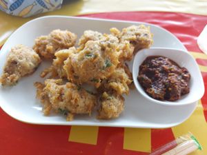 Moo tord at Raan Nittaya Ahaan Jey - ร้านนิตย์ อาหารเจ in Chiang Mai