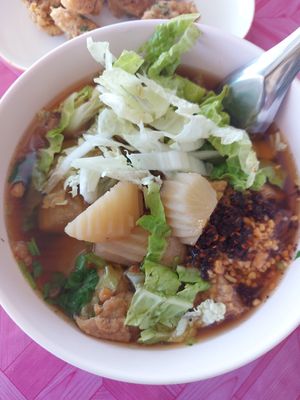 Gao Lao - noodle soup without the noodles! at Raan Nittaya Ahaan Jey - ร้านนิตย์ อาหารเจ in Chiang Mai