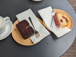 Vegan cake! Mocha, and raspberry/lemon at Coffee Company - Oude Doelenstraat in Amsterdam