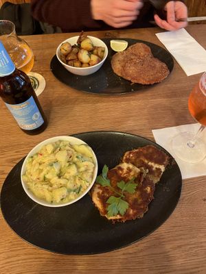 Vegan corn schnitzel (top) and vegan celery schnitzel (bottom)  at HeimWerk Tal in Munich