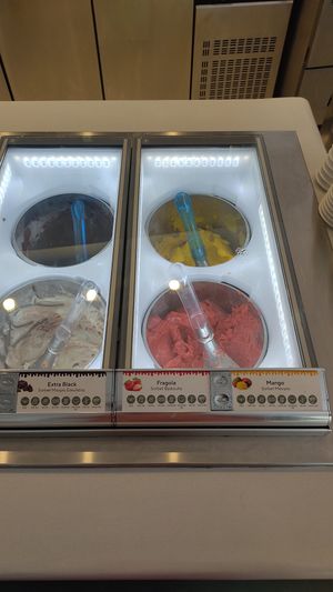 Vegan sorbets. at Parasagas in Folegandros