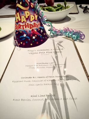 Vegan menu   at Roy's in Honolulu
