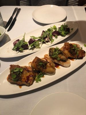 The tempura zucchini buns and beet salad. All good!  at Roy's in Honolulu