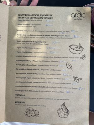 Vegan menu May 2024  at Ardıç Şarküteri in Fethiye