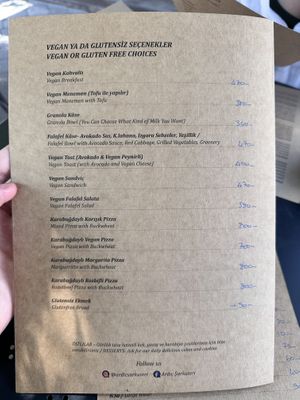 Vegan menu  at Ardıç Şarküteri in Fethiye