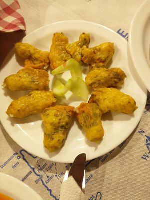 Stuffed courgette flowers at Aretousa in Crete
