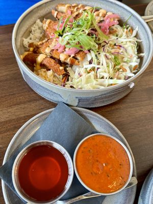 Special orangy sauce for a little kick!  at Bar Dojo in Edmonds